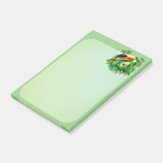Bloco De Notas Toco Toucan com bandeira do Brasil (Inclinado)