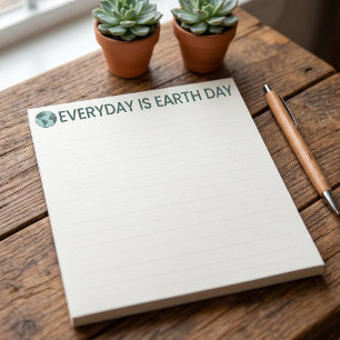 Bloco De Notas Todo Dia é Dia da Terra - Amante da Terra Verde Vi