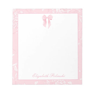 Bloco De Notas Toile de Pink com Laço Clássico Personalizado