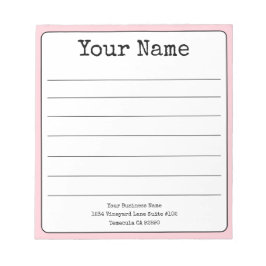 Bloco De Notas Tom Pastel Simples Rosa Retro Adicione Seu Nome Li