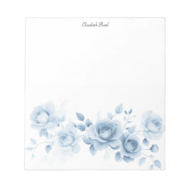 Bloco De Notas Tons de Rosas Azuis Design Floral Vintage