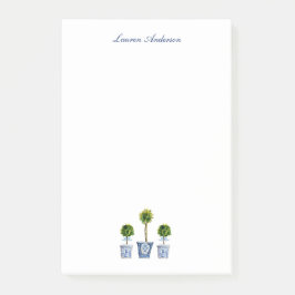 Bloco De Notas Tópicos elegantes em potes azuis e brancos