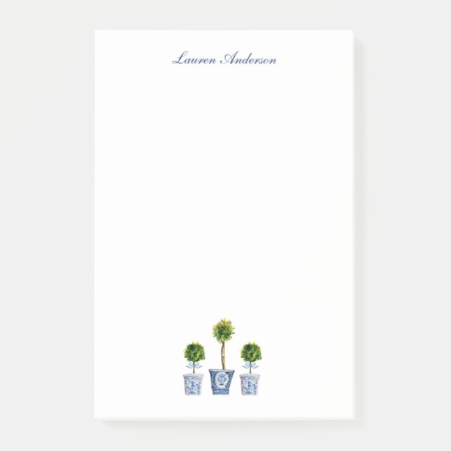 Bloco De Notas Tópicos elegantes em potes azuis e brancos (Frente)