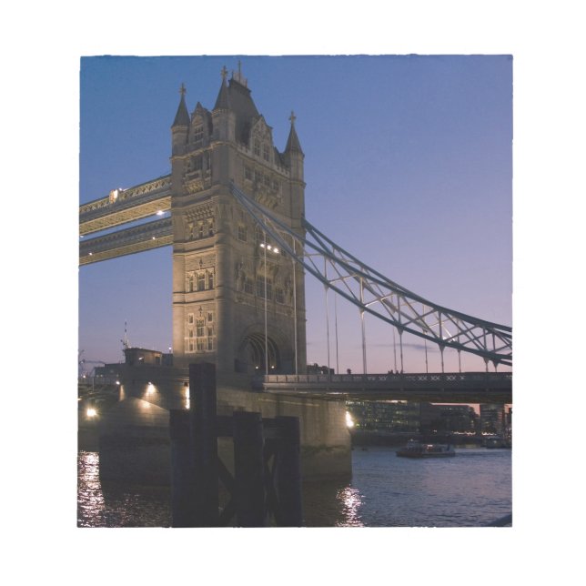 Bloco De Notas Tower Bridge London England Water Night City (Frente)