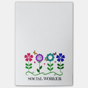Bloco De Notas Trabalhador Social...Flores, Corações e Borbolet