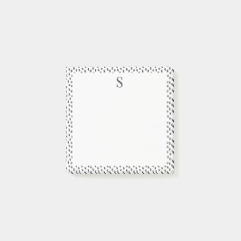 Bloco De Notas Traços de Pincel Neutros Monograma Elegante Preto