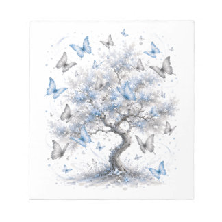Bloco De Notas Tree of Life Blue Butterflies Notepad