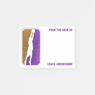 Bloco De Notas Treinador de Basquete Dourado Roxo