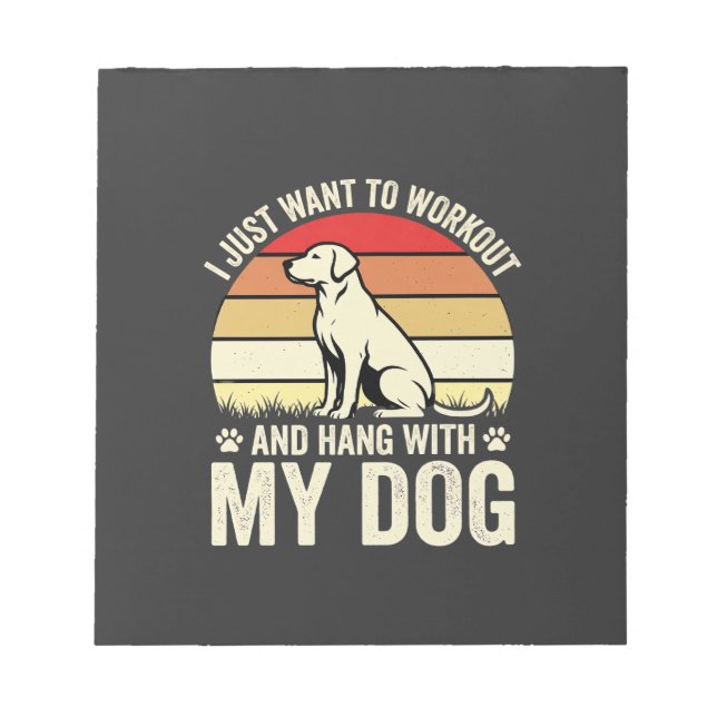 Bloco De Notas Treino Com O Meu Cão Pôr-do-Sol Retro (Frente)