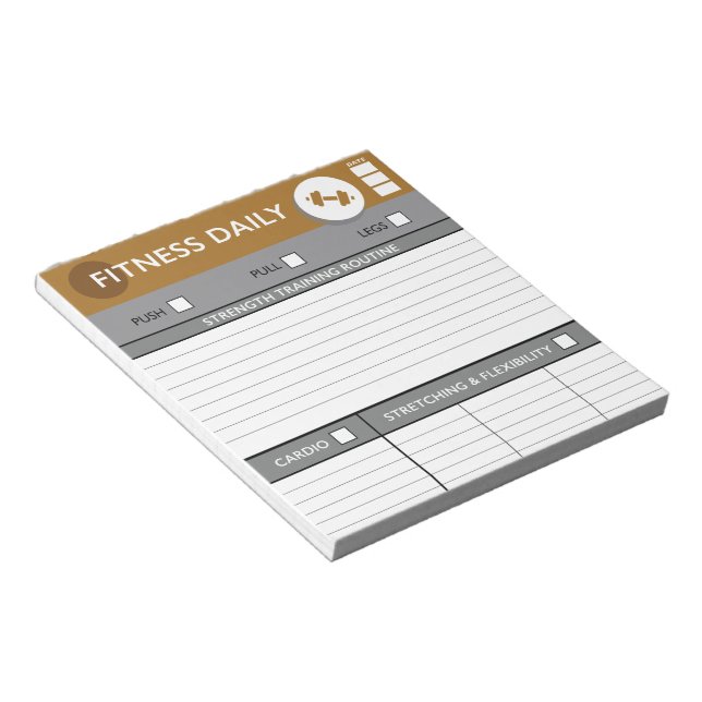 Bloco De Notas Treinos Diários de Fitness (Inclinado)