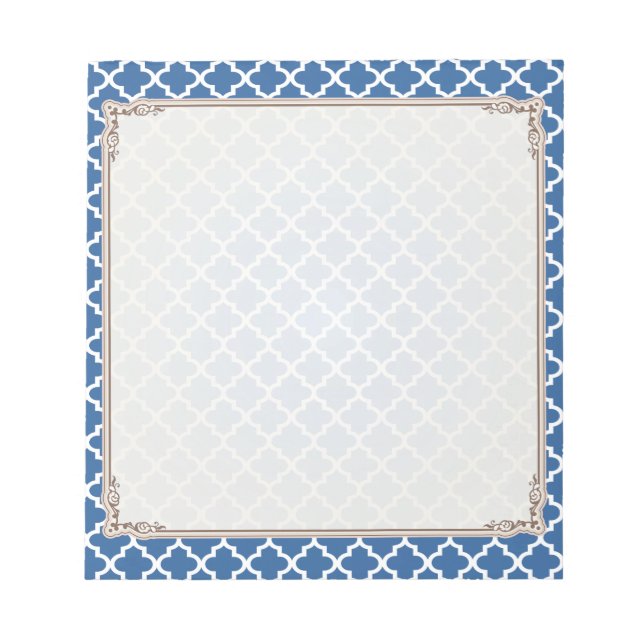 Bloco De Notas Treliça marroquina do azulejo dos azuis cobaltos (Frente)