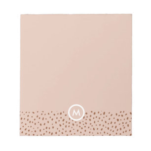 Bloco De Notas Trendy Beige Monograma com Terracotta Boho Brown