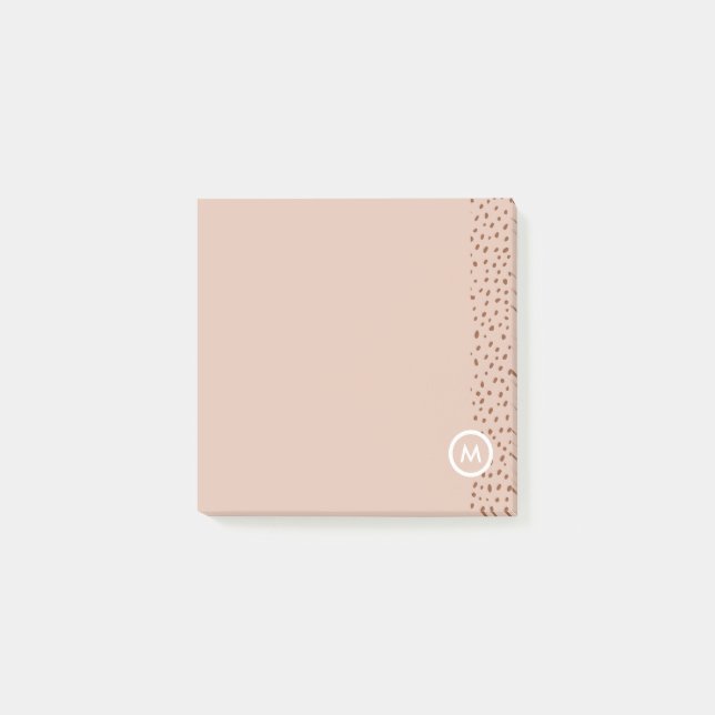 Bloco De Notas Trendy Beige Monograma com Terracotta Boho Brown (Frente)
