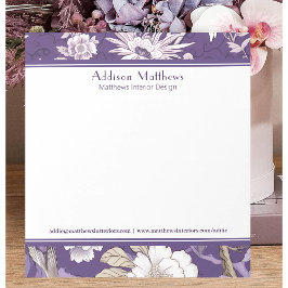 Bloco De Notas Trendy Business Personalizado Toile Floral Roxo