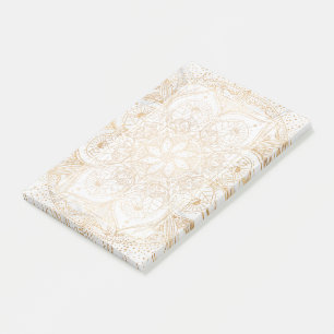 Bloco De Notas Trendy Dourada Floral Mandala Marble Design