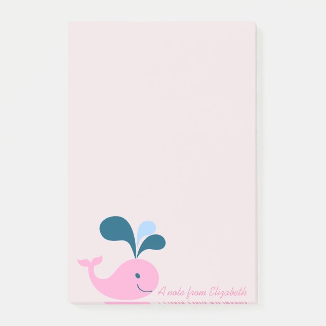 Bloco De Notas Trendy Girly Cartoon Whale - Personalizada (Frente)