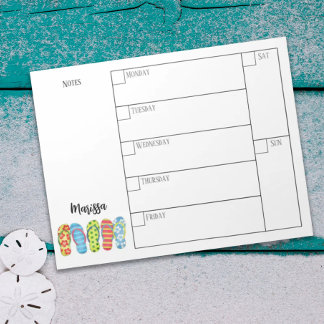 Bloco De Notas Trendy Na moda Semanal Planner Calendar Beach