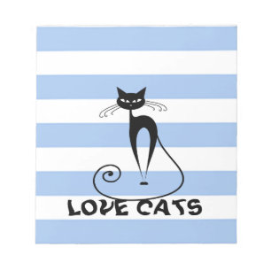 Bloco De Notas Trendy stripes whimsical engraçado cat