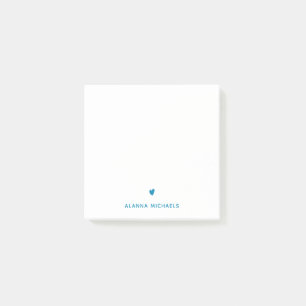 Bloco De Notas Trendy Turquoise Heart and Name