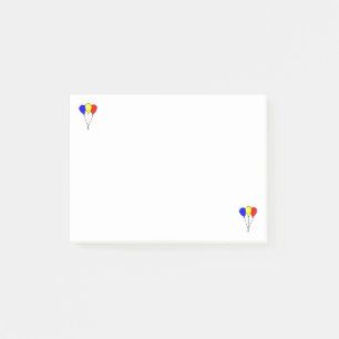 Bloco De Notas Três balões coloridos Postam as notas