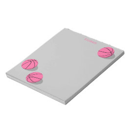 Bloco De Notas três bolas de basquete cor-de-rosa esportes femini