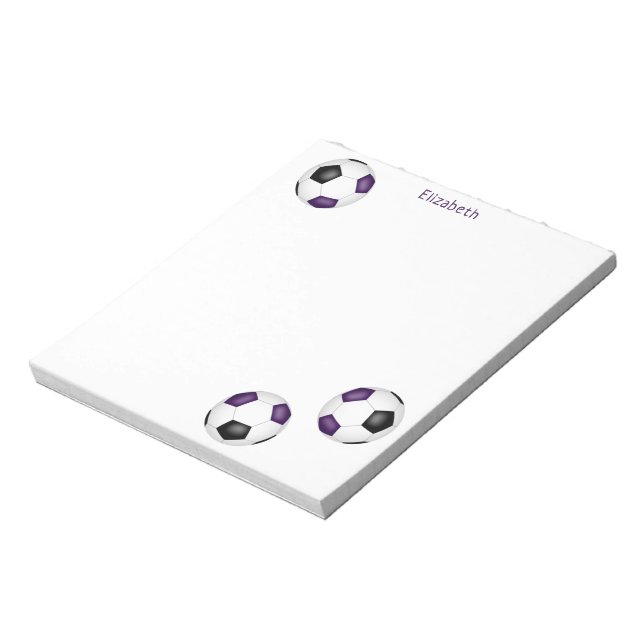 Bloco De Notas três bolas de futebol preto roxas (Invertido)