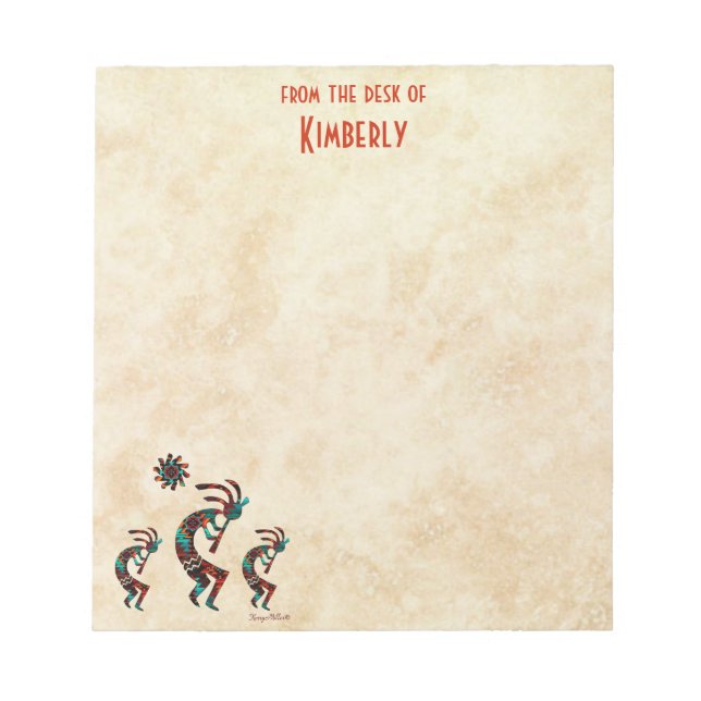 Bloco De Notas Três Kokopelli A Jogar Flute (Frente)