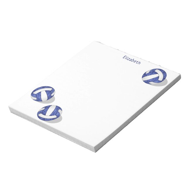 Bloco De Notas três voleis brancos azuis personalizados (Invertido)