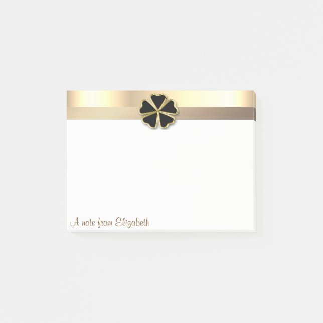 Bloco De Notas Trevo de Ouro Moderno Elegante - Personalizado (Frente)