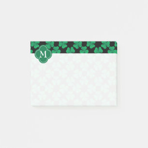 Bloco De Notas Trevos na inicial Monogrammed preta 4x3