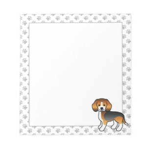 Bloco De Notas Tricolor Beagle - Cartoon Cão e patas