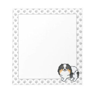 Bloco De Notas Tricolor branco - Pomerano - Cão de Cartoon Cónico