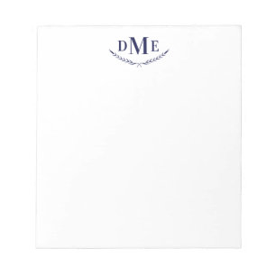 Bloco De Notas Trigo Clássico Azul marinho 3 Monograma Inicial