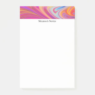 Bloco De Notas Trippy Pink e Orange Swirly Design