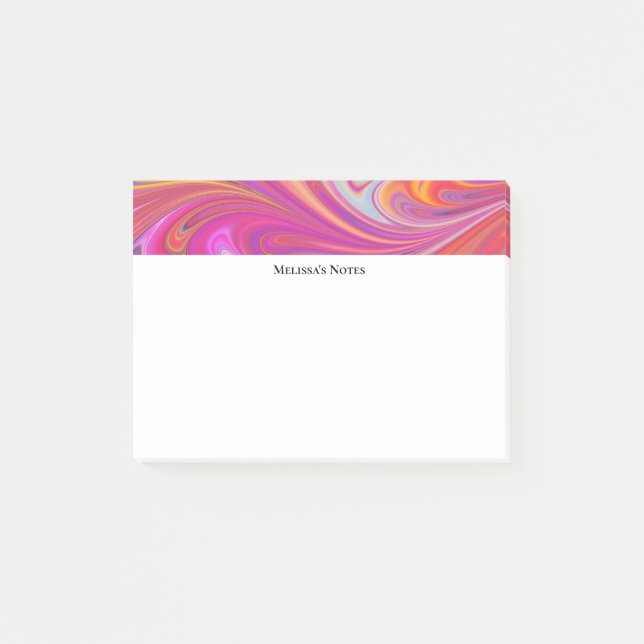 Bloco De Notas Trippy Pink e Orange Swirly Design (Frente)