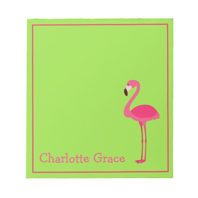 Bloco De Notas Tropical Pink and Green Flamingo Personalized (Frente)