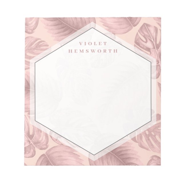 Bloco De Notas Tropical Rosa Geométrica (Frente)