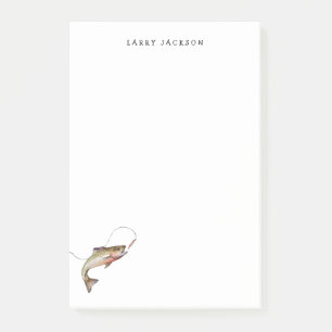 Bloco De Notas Truta aquarela pescador Personalizada