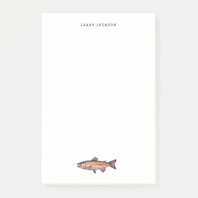 Bloco De Notas Truta Arco-Íris Personalizada em Aquarela  (Frente)