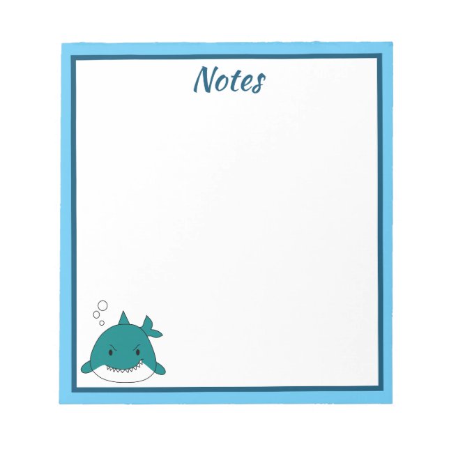 Bloco De Notas Tubarão Branco e Azul Personalizado  (Frente)