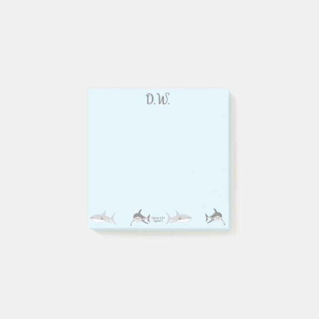 Bloco De Notas Tubarões-do-oceano, Design azul (Frente)