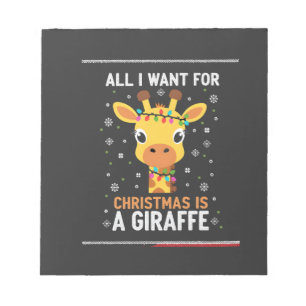 Bloco De Notas Tudo Que Quero No Natal É Uma Girafa Animal Feio