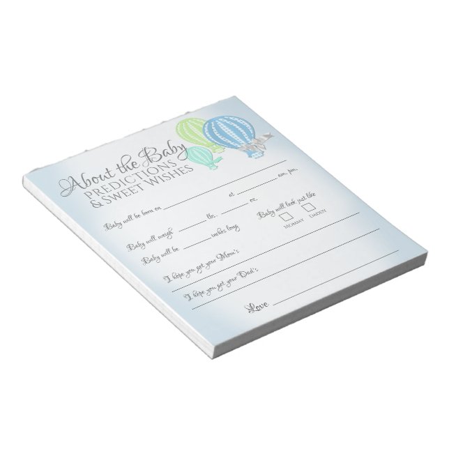 Bloco De Notas Tudo Sobre Bebê Balões de Ar Quente Jogo de Chá (Inclinado)