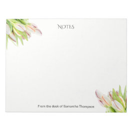 Bloco De Notas Tulipa, aquarela, rosa e verde,