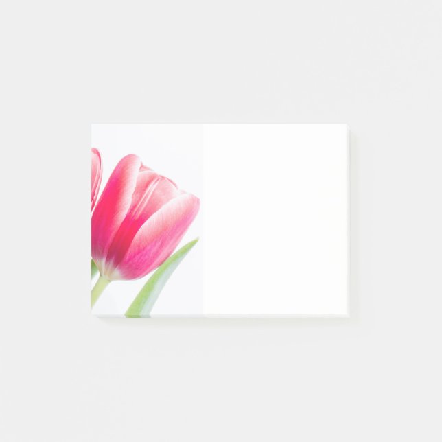 Bloco De Notas Tulipa Rosa com Foto Folha Verde (Frente)