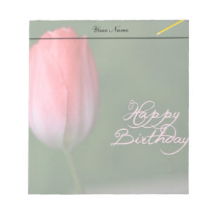 Bloco De Notas tulipa vermelha de feliz aniversário