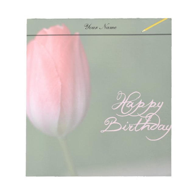 Bloco De Notas tulipa vermelha de feliz aniversário (Frente)
