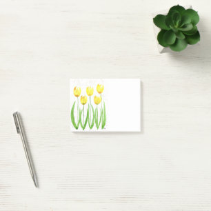 Bloco De Notas tulipas amarelas flores aquarela Primavera