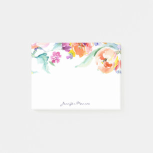 Bloco De Notas Tulipas coloridas em aquarela personalizadas