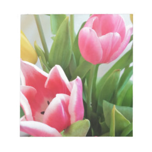 Bloco De Notas Tulipas cor-de-rosa, Buquê de Primavera, flores